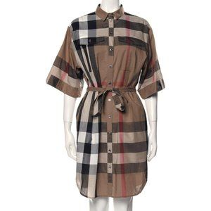 BURBERRY CHECK PLAID SHIRT DRESS WITH BELT